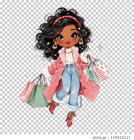 vector pop art illustration of a happy woman 134810121