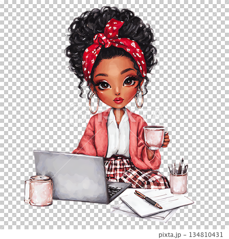 cute african woman in traditional dress 134810431