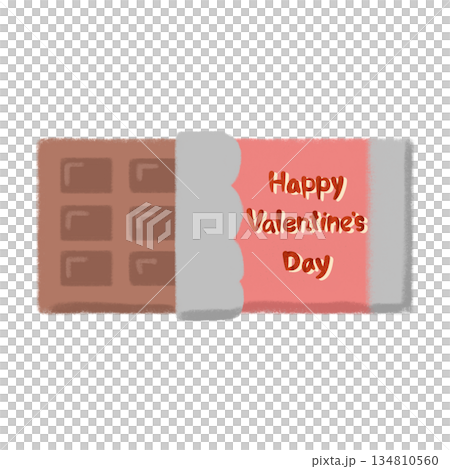 Happy Valentine's Day lettering and chocolate bar illustration Happy Valentine's Day lettering and chocolate bar illustration 134810560