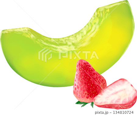 高級メロンと苺 134810724
