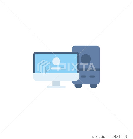 computer vector icon flat style. perfect use for logo, presentation, website, and more. modern icon design color style computer vector icon flat style. perfect use for logo, presentation, website, and more. modern icon design color style 134811193