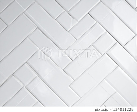 White Herringbone Tile Wall Texture 134811229