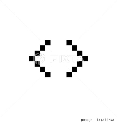 program, application, script and arrow icon. Perfect for application, web, logo, game and presentation template. icon design pixel art and line style 134811738