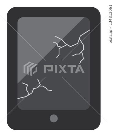 画面が割れたタブレット端末のアイコンイラスト 134812061