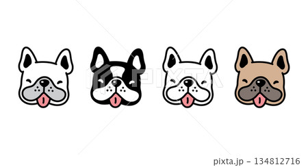 dog vector french bulldog funny cartoon character icon puppy face head pet doodle symbol illustration isolated design 134812716