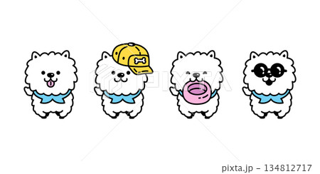 dog vector Poodle Chow Chows cap hat food bowl cartoon character icon funny happy smile puppy pet doodle symbol illustration isolated design 134812717