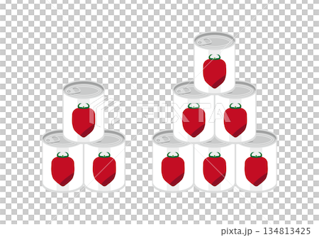 積み重ねたホールトマトの缶詰のイラスト 積み重ねたホールトマトの缶詰のイラスト 134813425