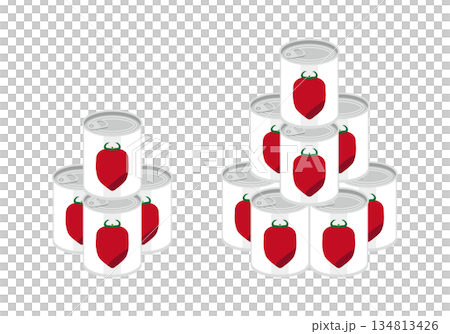 積み重ねたホールトマトの缶詰のイラスト 積み重ねたホールトマトの缶詰のイラスト 134813426
