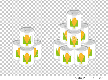 積み重ねたトウモロコシの缶詰のイラスト 積み重ねたトウモロコシの缶詰のイラスト 134813439