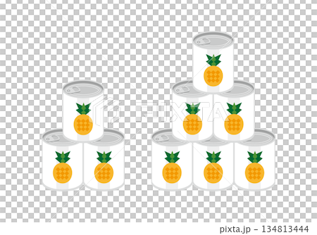 積み重ねたパイナップルの缶詰のイラスト 134813444