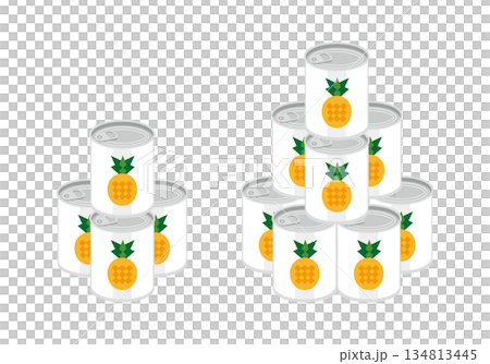 積み重ねたパイナップルの缶詰のイラスト 134813445