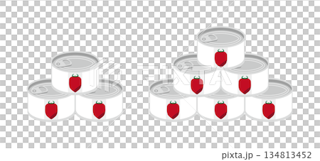 積み重ねたホールトマトの缶詰のイラスト ミニサイズ 積み重ねたホールトマトの缶詰のイラスト ミニサイズ 134813452