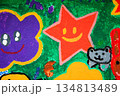 cute cat with heart pattern 134813489