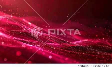 ルビーレッドの流光粒が輝く高級背景素材 134813718