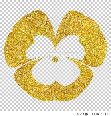 Illustration material: Hand-drawn flowers, gold 134813815