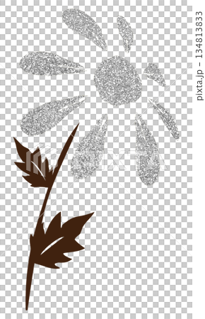 Illustration material: Hand-drawn flowers, silver Illustration material: Hand-drawn flowers, silver 134813833