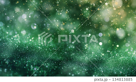 緑色の玉ボケ背景素材（生成AI) 134813885