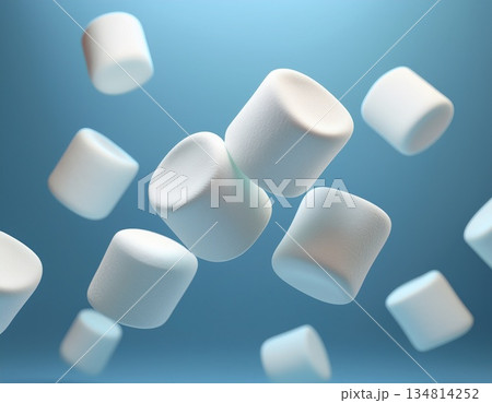 白いマシュマロが浮かんでいる背景 134814252