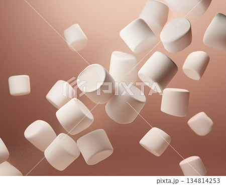 白いマシュマロが浮かんでいる背景 134814253