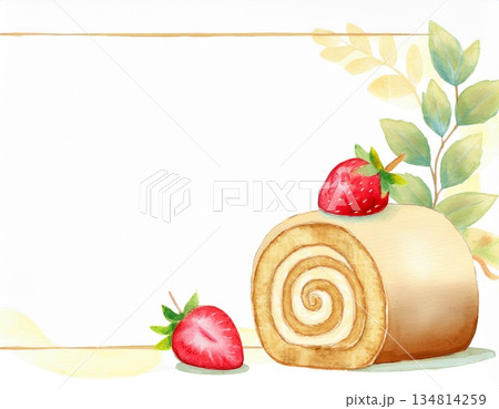 ロールケーキとコピースペースのある背景 134814259
