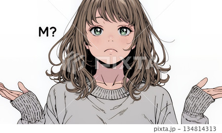 肩をすくめて困惑・諦めの仕草をしている若い女性