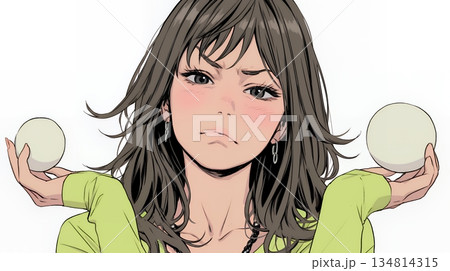 肩をすくめて困惑・諦めの仕草をしている若い女性