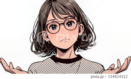 肩をすくめて困惑・諦めの仕草をしている若い女性