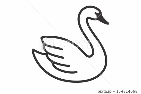 Simple line illustration of a white swan 134814668