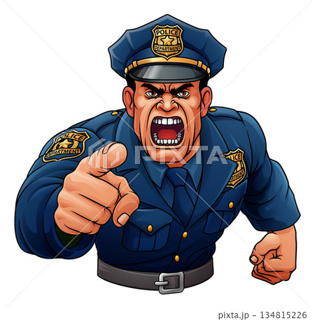 Policeman Angry Police Man Cartoon Character Cop 134815226