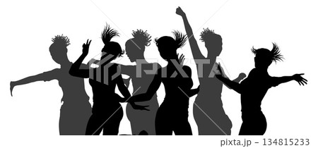 Dancing Women Silhouettes Crowd Party Celebration 134815233
