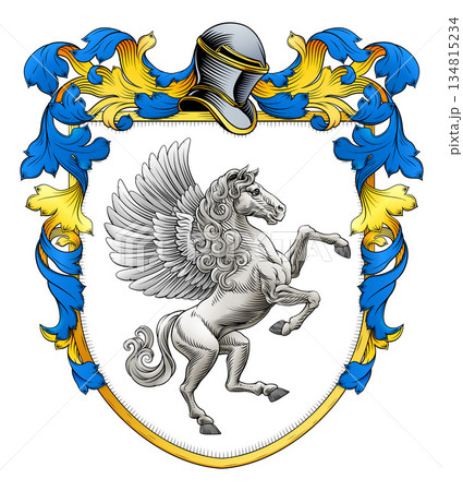 Coat of Arms Crest Pegasus Horse Heraldry Shield Coat of Arms Crest Pegasus Horse Heraldry Shield 134815234