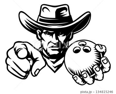 Cowboy Man Bowling Cowboys Sports Team Mascot 134815246