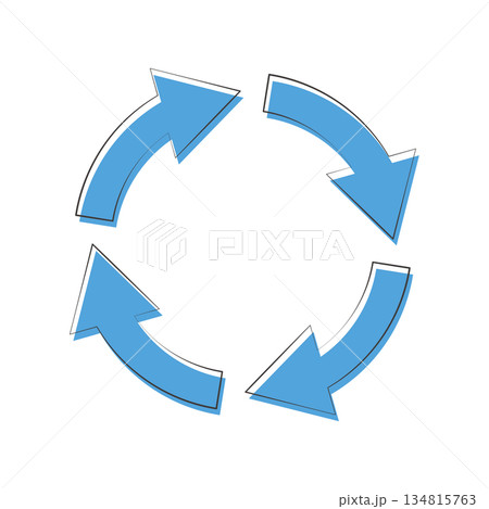 青色の「4段階ループ矢印」アイコン　―更新・サイクル・プロセス― 134815763