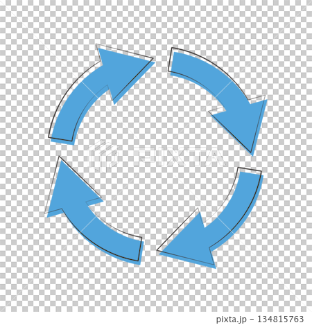 青色の「4段階ループ矢印」アイコン　―更新・サイクル・プロセス― 134815763