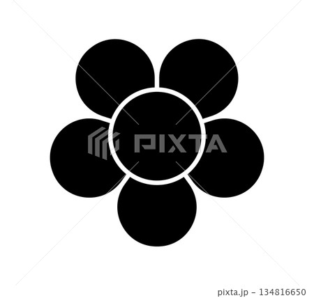 Flower diagram with 5 petals. Flower with five leaves flat shape icon. Infographic circle diagram. Pie chart. Round wheel chart. Vector illustration isolated on white background 134816650