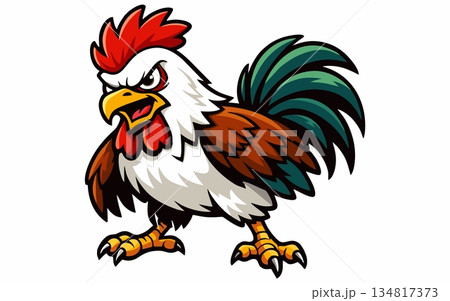 Angry Rooster Cartoon Character Illustration 134817373