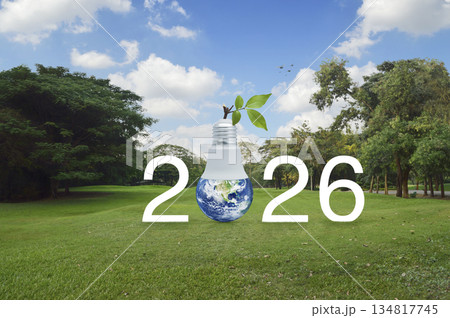 Happy new year 2026 ecology saving power and energy concept, Elements of this image furnished by NASA Happy new year 2026 ecology saving power and energy concept, Elements of this image furnished by NASA 134817745