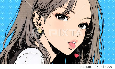 舌をちょっと出して（てへぺろ風）おどけている若い女性