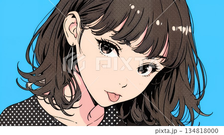 舌をちょっと出して（てへぺろ風）おどけている若い女性