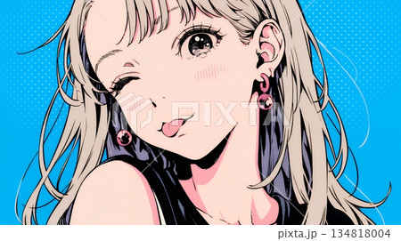 舌をちょっと出して（てへぺろ風）おどけている若い女性