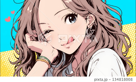 舌をちょっと出して（てへぺろ風）おどけている若い女性