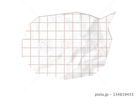 White speech bubble cut out from crumpled grid notebook paper sheet. Oval grunge dialogue balloon sticker. Modern retro vector illustration for mixed media design isolated on transparent background 134819433