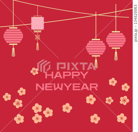 chinese new year with chinese lantern and text 134820063