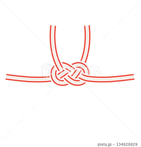 かわいい水引の熨斗紙のイラスト（紅白）2 134820829