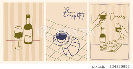 Hand drawn French food posters 134820992