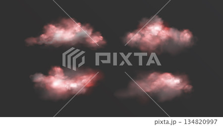 Magic pink clouds set isolated on background 134820997