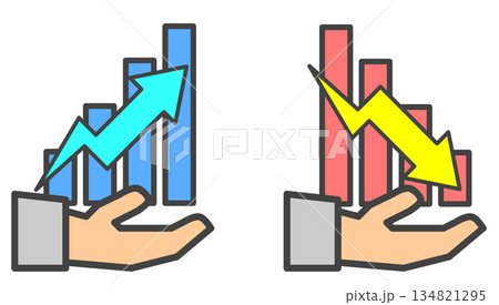 株式の投資や取引でお得に資産を増加させて成長するイラスト 134821295