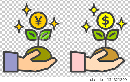 株式の投資や取引でお得に資産を増加させて成長するイラスト 134821299