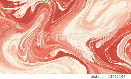 抽象背景 リキッドマーブル 赤と白 134821454