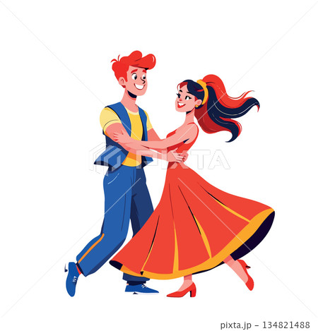 Vsai happy couple enjoying a swing dance together 134821488